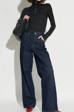 JIL SANDER+ BLACK Top with stand-up collar