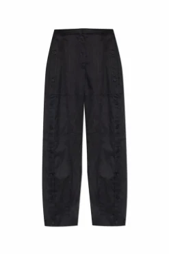 JIL SANDER BLACK Trousers with fastenings
