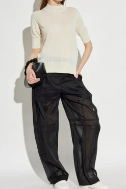 JIL SANDER BLACK Trousers with fastenings