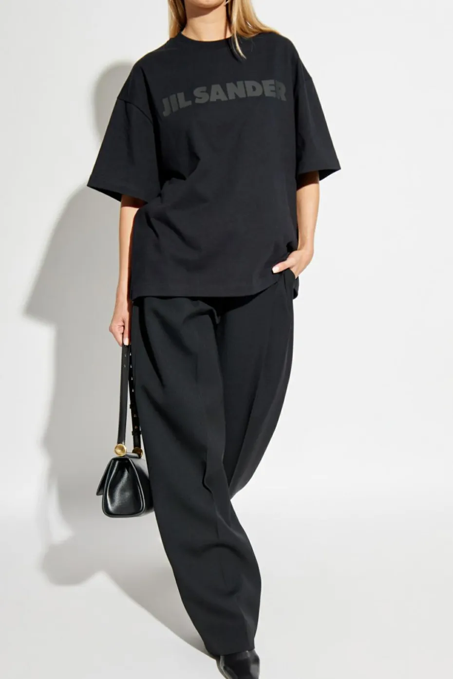 JIL SANDER BLACK T-shirt with logo