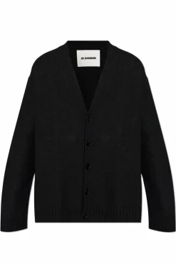 JIL SANDER BLACK Wool cardigan