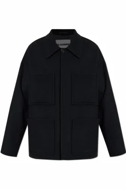 JIL SANDER BLACK Wool coat