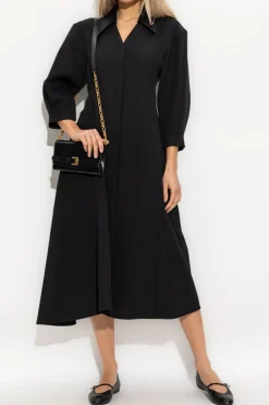 JIL SANDER BLACK Wool dress