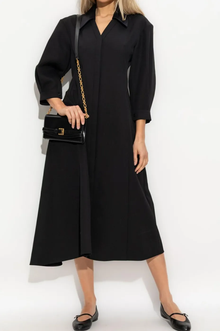 JIL SANDER BLACK Wool dress