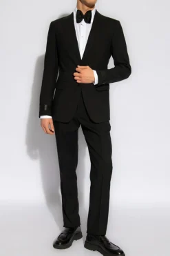 JIL SANDER BLACK Wool pleat-front trousers