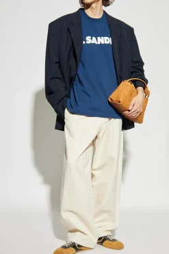 JIL SANDER BLUE T-shirt with logo