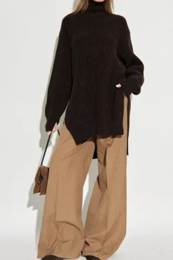 JIL SANDER BROWN Wool turtleneck