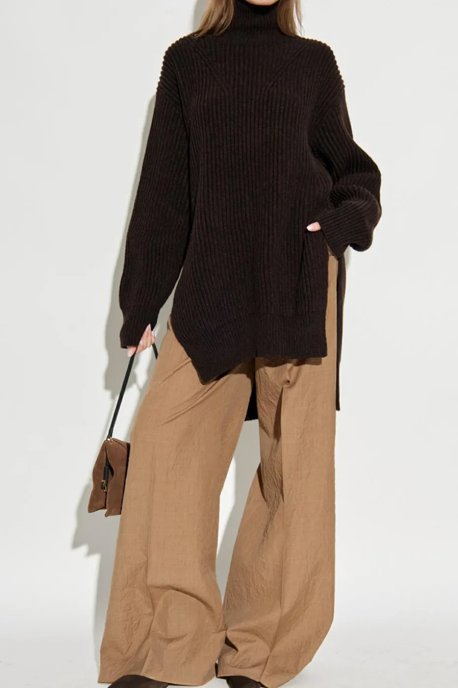 JIL SANDER BROWN Wool turtleneck
