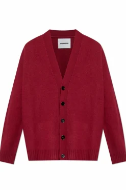 JIL SANDER BURGUNDY Wool cardigan