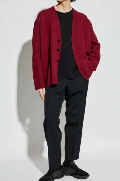 JIL SANDER BURGUNDY Wool cardigan