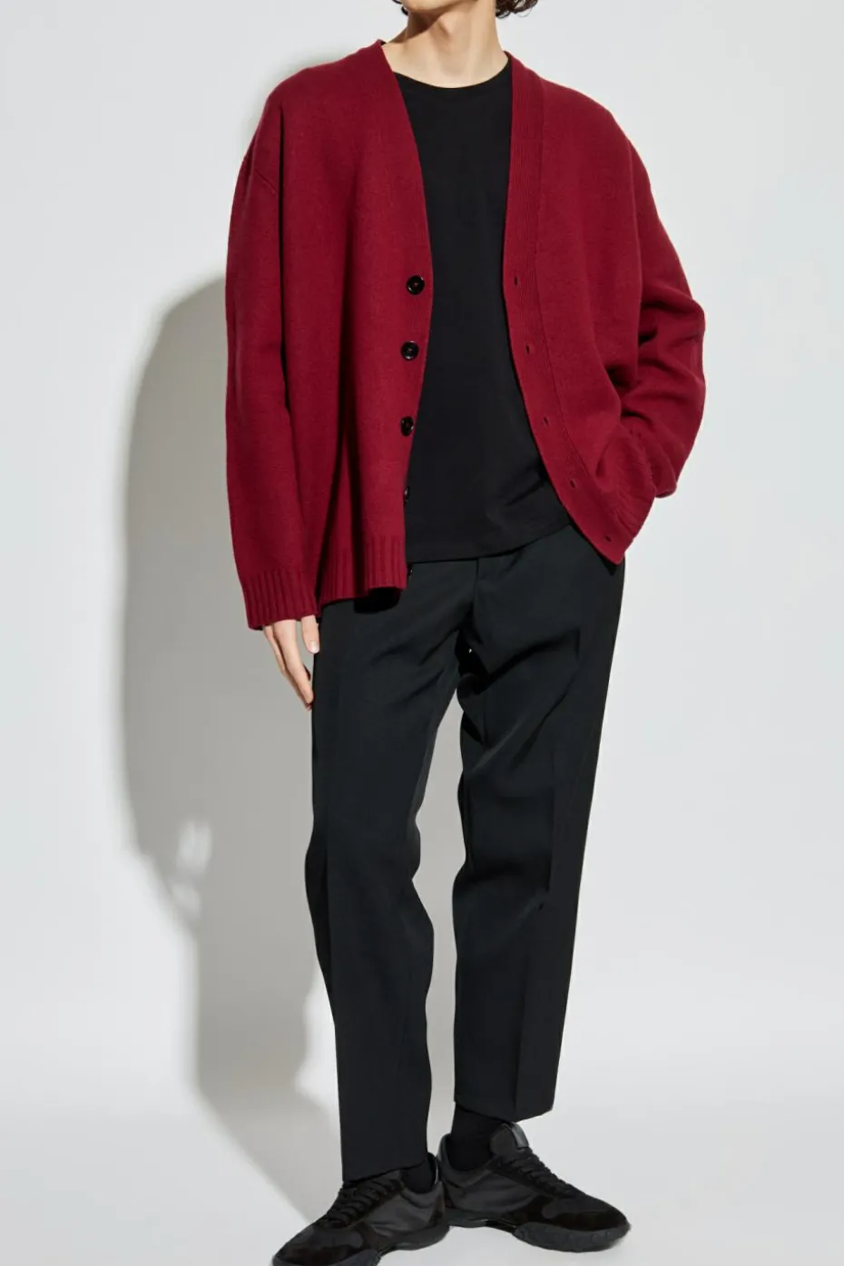 JIL SANDER BURGUNDY Wool cardigan