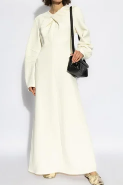 JIL SANDER cream Dress with Draping