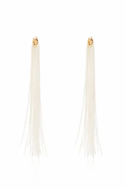 JIL SANDER cream Earrings with long tassels