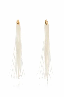 JIL SANDER cream Earrings with long tassels