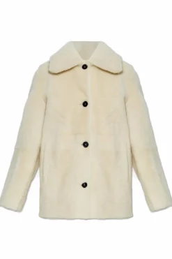 JIL SANDER cream Fur coat