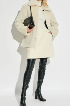 JIL SANDER cream Fur coat