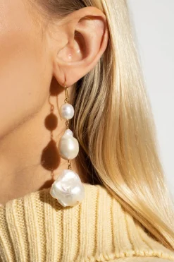 JIL SANDER cream Pearl earrings