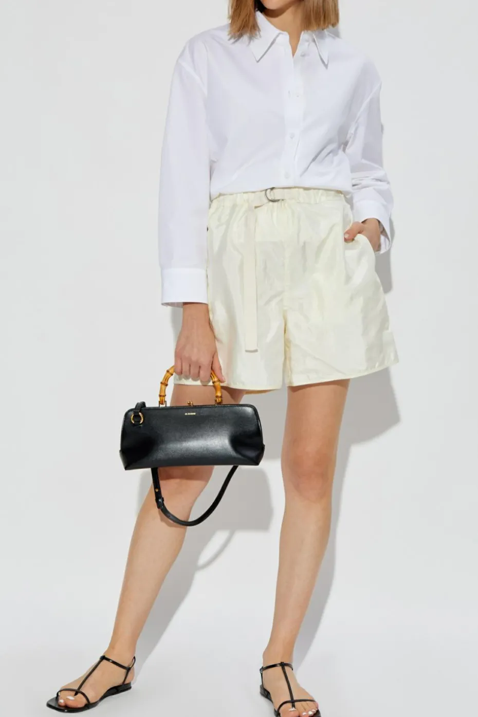 JIL SANDER+ cream Shorts with silk finish