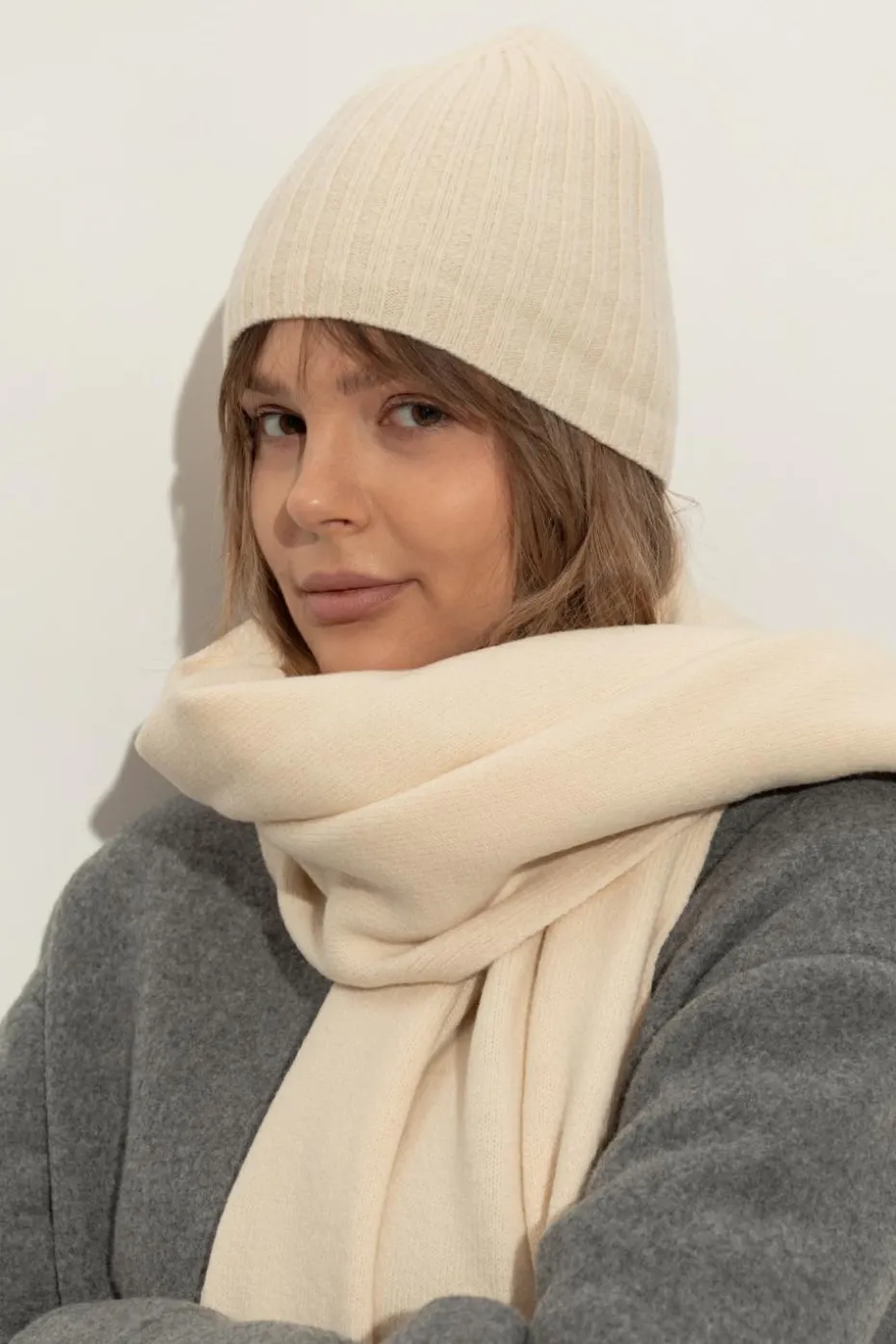 JIL SANDER cream Wool beanie