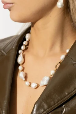 JIL SANDER GOLD Necklace with pearls