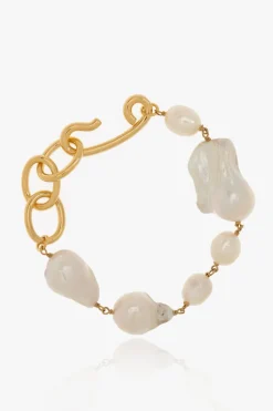 JIL SANDER GOLD Pearl-embellished bracelet