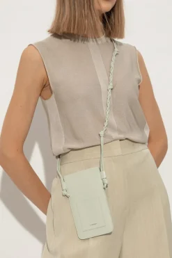 JIL SANDER GREEN Leather phone case