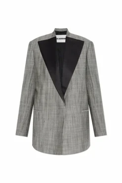 JIL SANDER GREY Jacket with silk trim