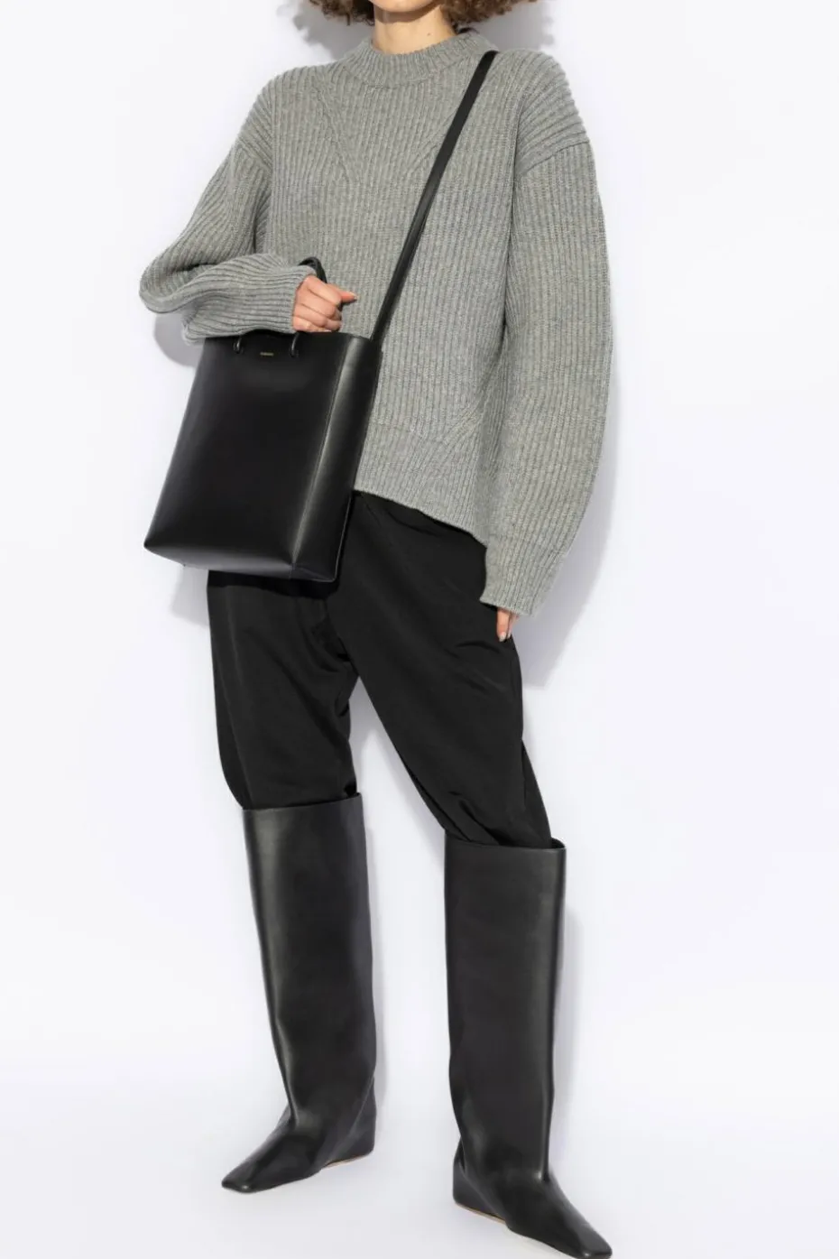 JIL SANDER GREY Wool sweater