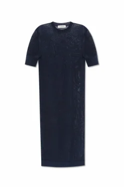 JIL SANDER+ NAVY BLUE Cotton dress with embroidered logo
