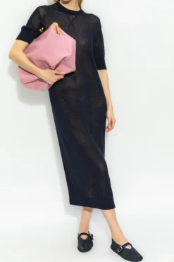 JIL SANDER+ NAVY BLUE Cotton dress with embroidered logo