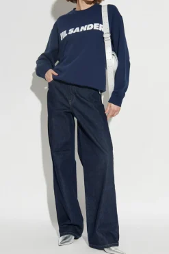 JIL SANDER NAVY BLUE Sweatshirt with logo