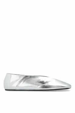 JIL SANDER SILVER Leather ballerinas