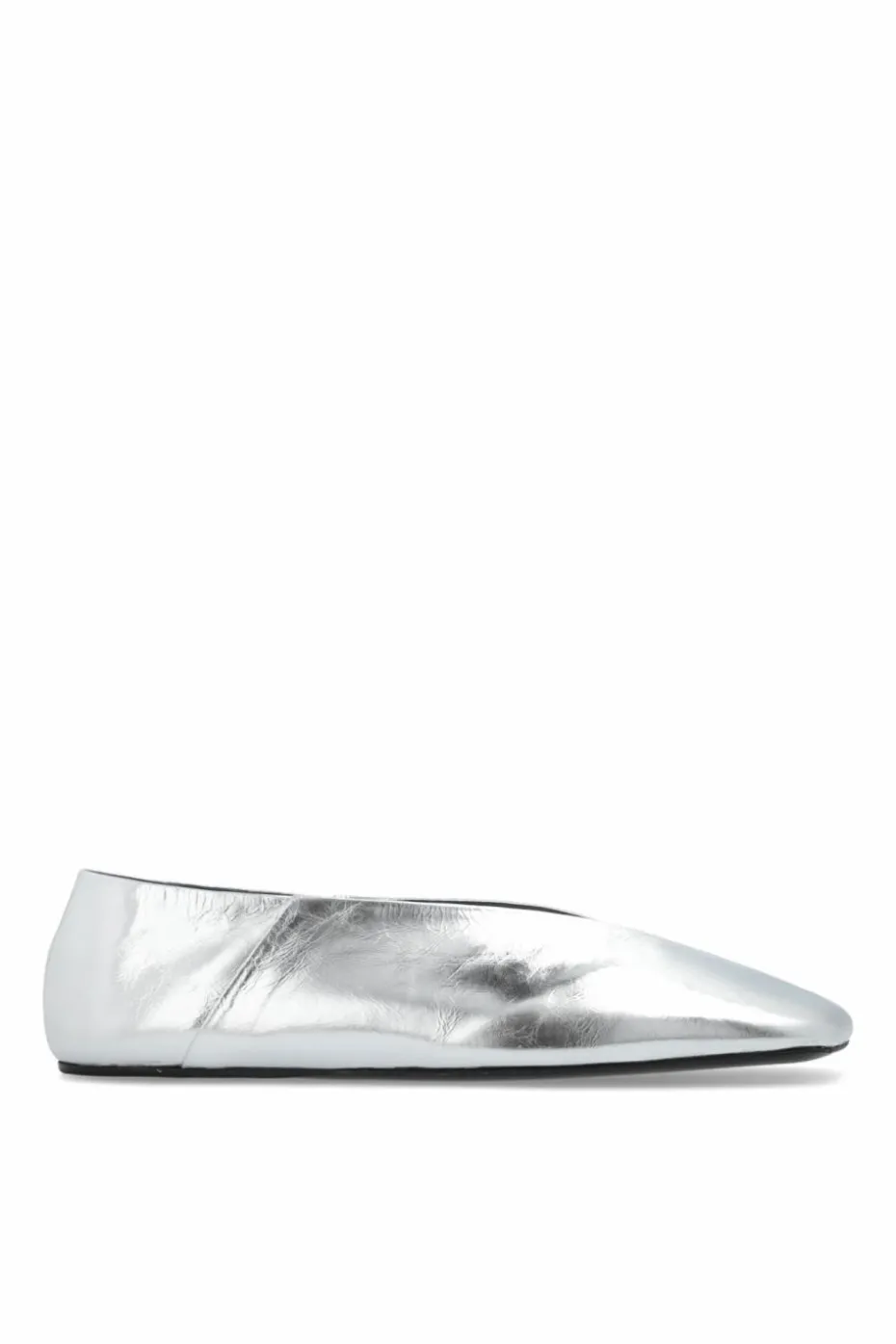 JIL SANDER SILVER Leather ballerinas