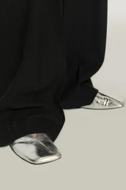 JIL SANDER SILVER Leather ballerinas
