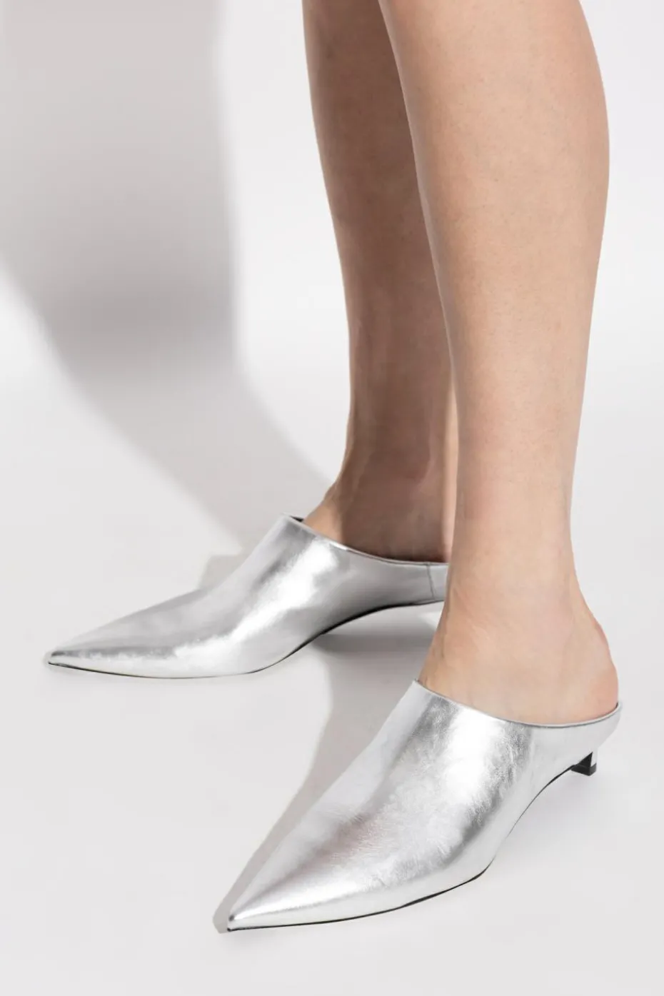 JIL SANDER SILVER Leather high-heeled shoes