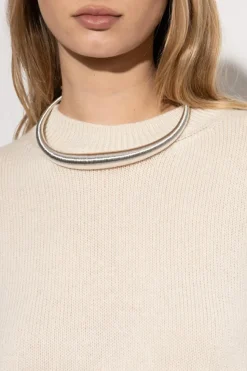 JIL SANDER SILVER Necklace with decorative finish