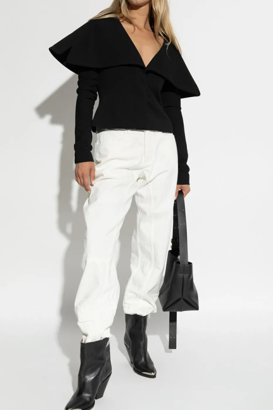 JIL SANDER WHITE Jeans with decorative finish