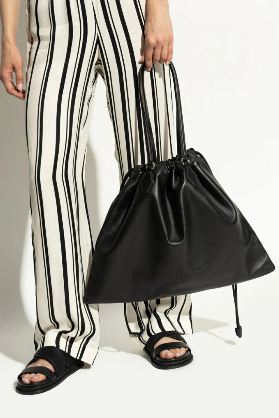 Jimmy Choo BLACK "Drawstring Large" shopper bag