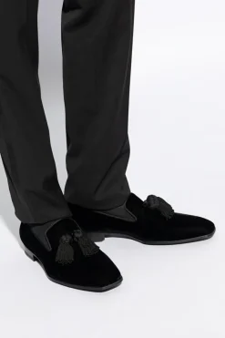 Jimmy Choo BLACK ‘Foxley’ velvet moccasins