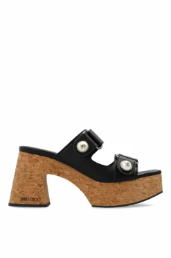 Jimmy Choo BLACK Heeled Slippers 'Fayence 95'