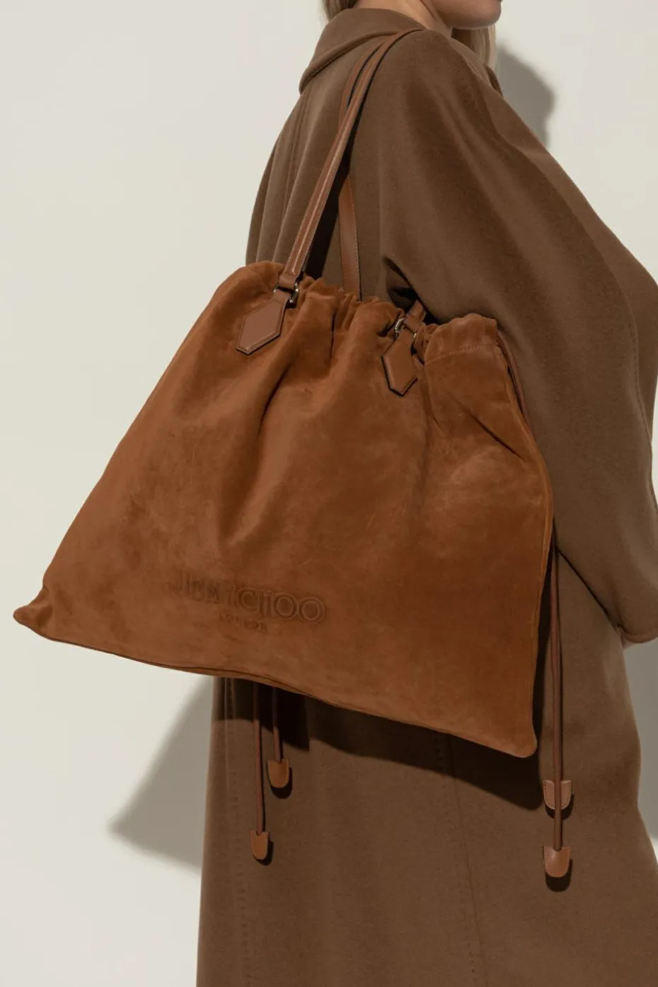 Jimmy Choo BROWN Shopper bag "Drawstring Large"