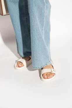 Jimmy Choo cream ‘Fayence’ leather slides