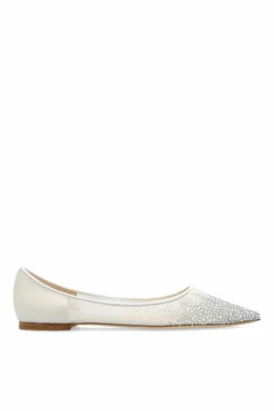 Jimmy Choo cream āLoveā Ballet Flats