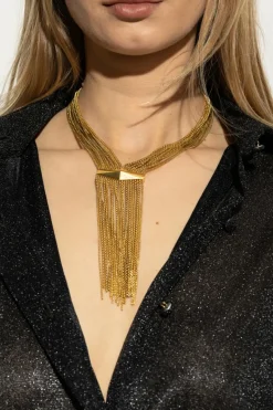 Jimmy Choo GOLD "Zandra" necklace with tassels