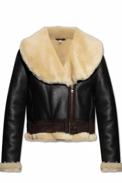 JW Anderson BROWN Sheepskin coat with pockets