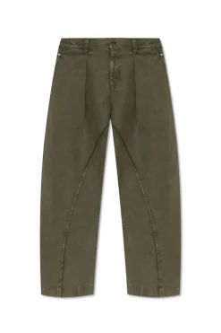 JW Anderson GREEN Trousers with stitching on the legs