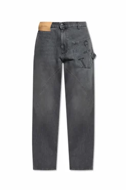 JW Anderson GREY Jeans with embroidered logo