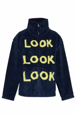 JW Anderson NAVY BLUE Fleece sweatshirt with print