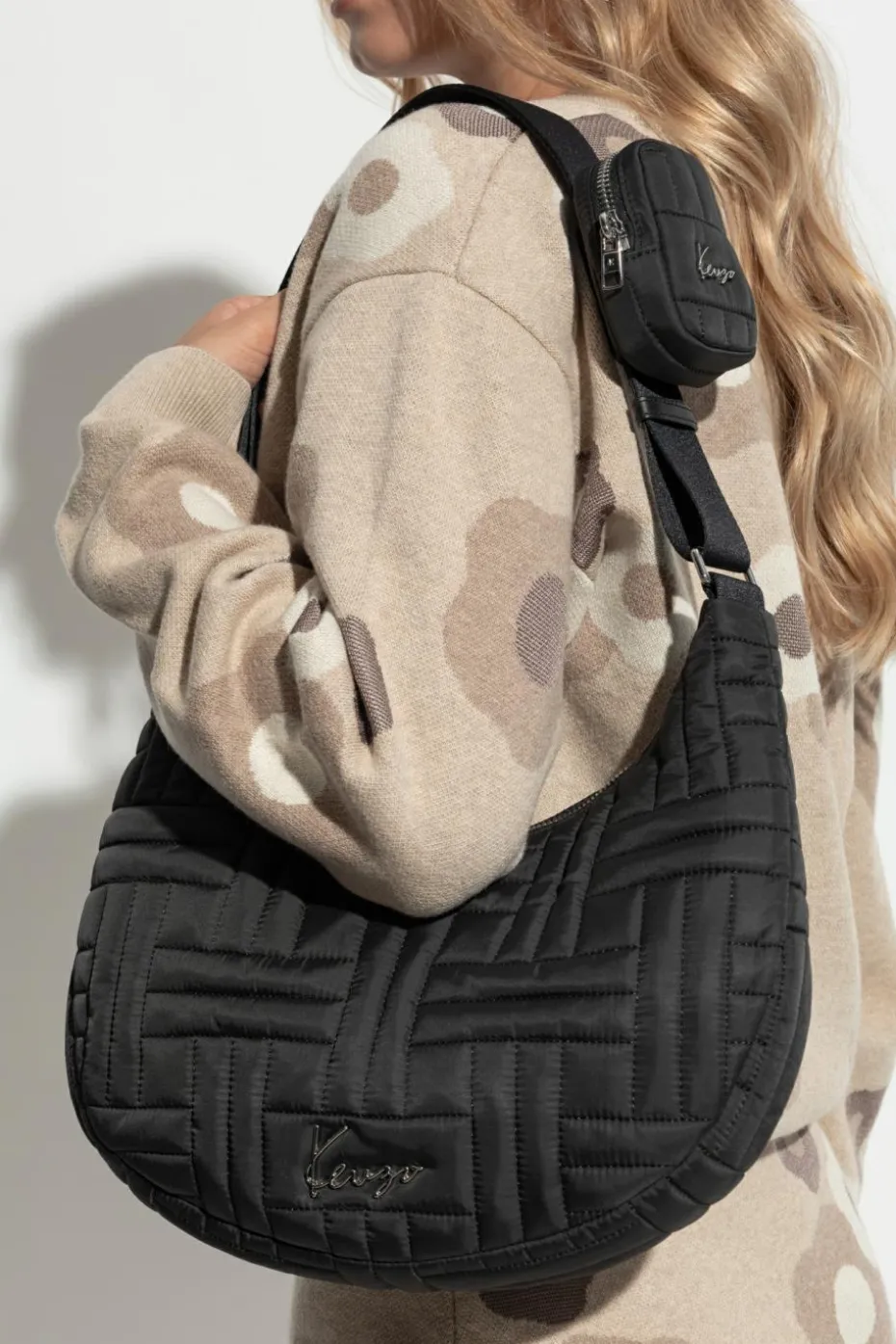 Kenzo BLACK Quilted bag with logo