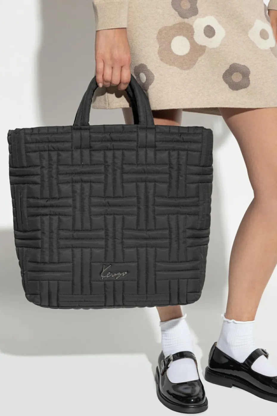 Kenzo BLACK Quilted 'shopper' bag